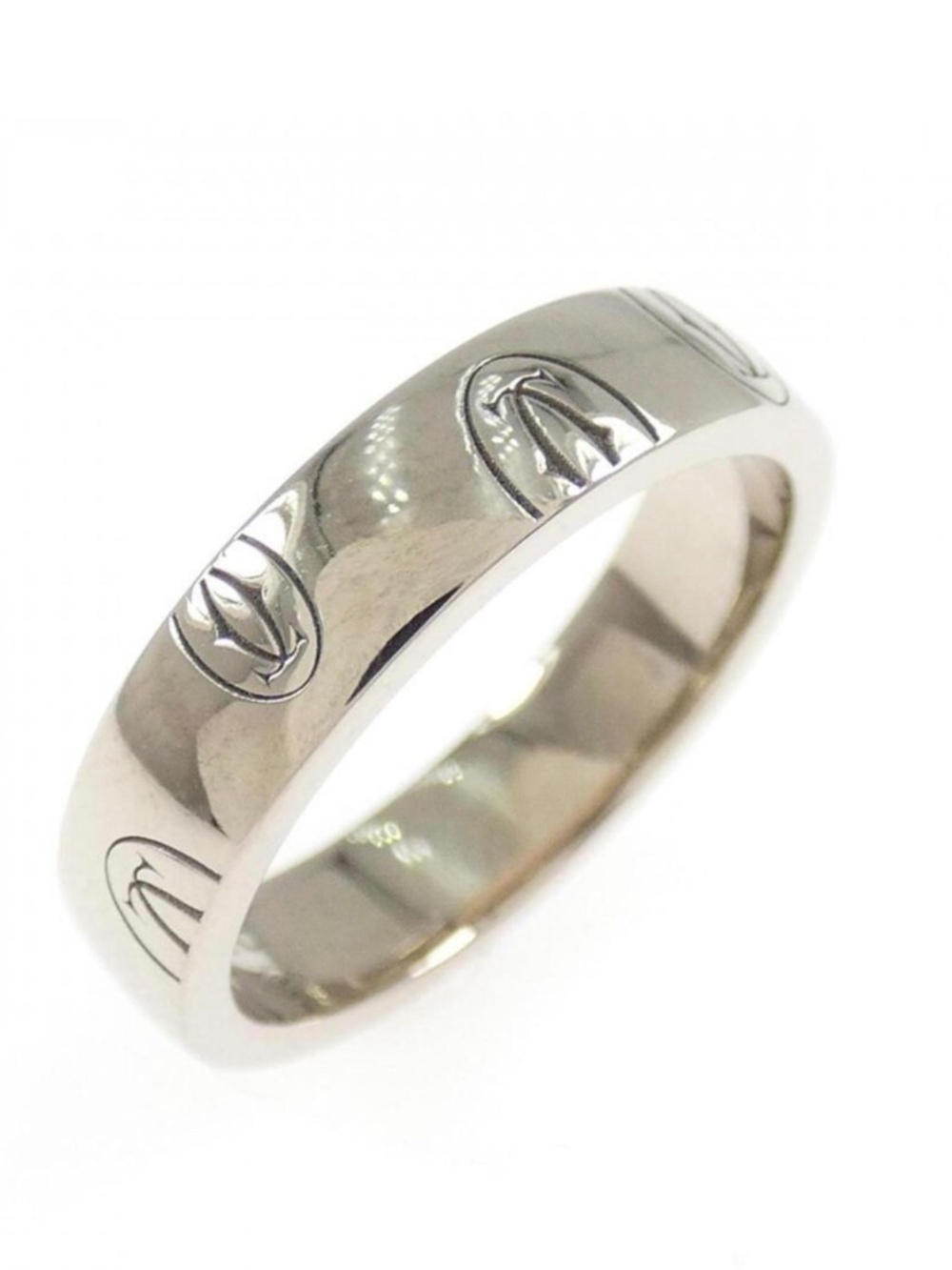 Authentic vintage Cartier 18k Happy Birthday White Gold Ring 750(PG) 5.5g; s